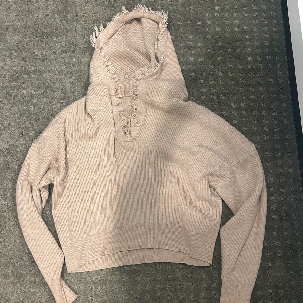 Fringed Beige Women's Sweater